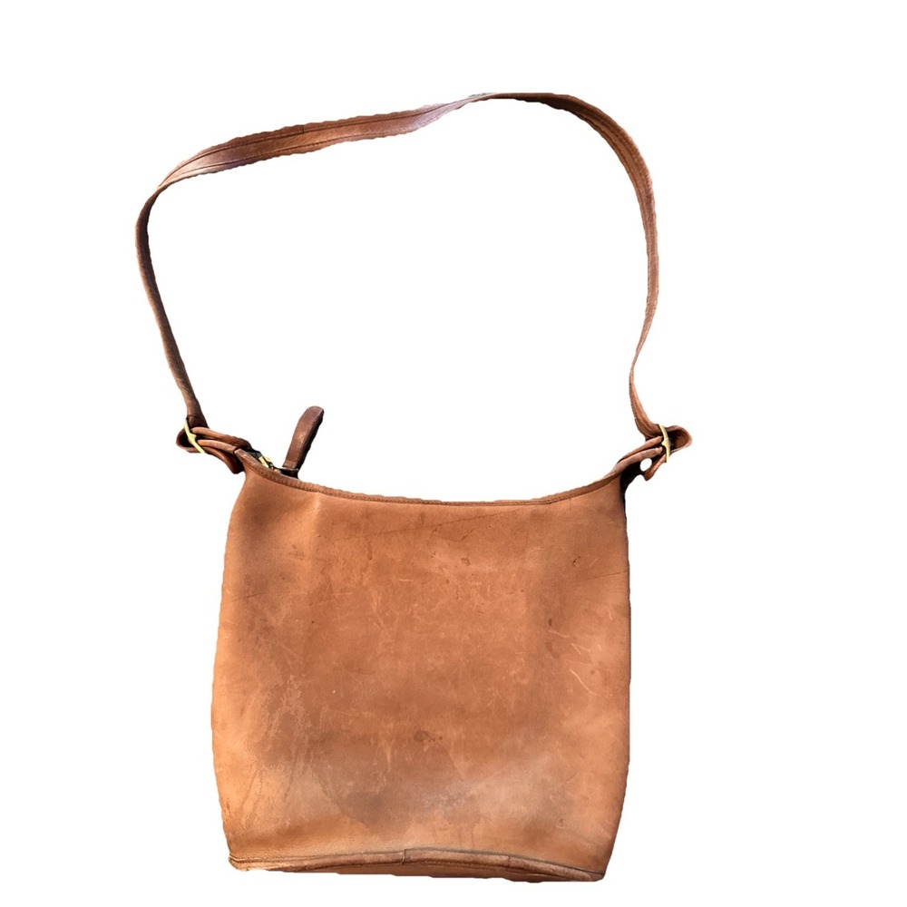 RARE Coach Purse NYC Vintage 80s Tan Leather Bag Brown Chunky Zipper - Picture 1 of 16